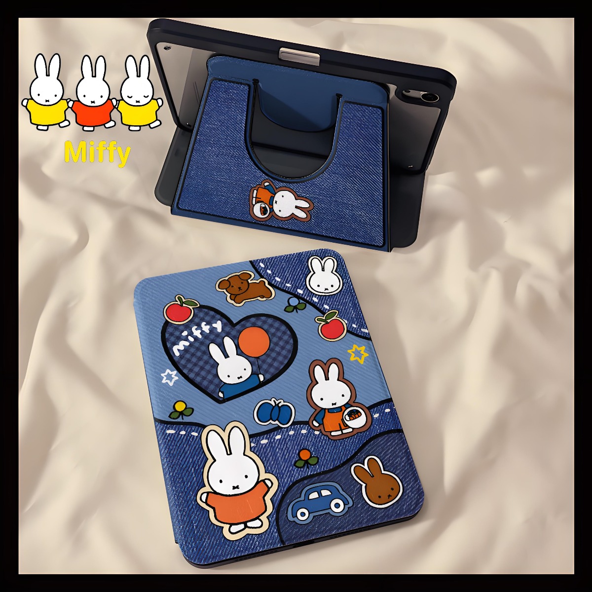 Tablet Ipad Accessories - かわいいミッフィーウサギタブレットケースバルーンミッフィーウサギiPad11 360回転Air7 MINI7落下防止iPad第10世代