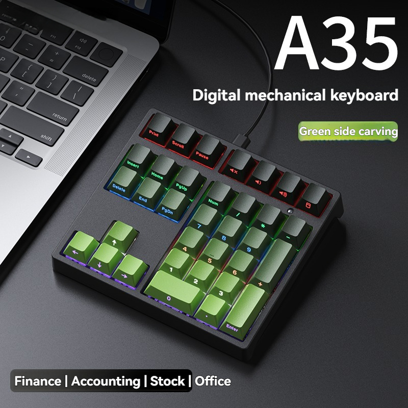 Tablet Accessories Gifts - A35 テンキー有線シングルモード 34 キー RGB オフィスミニキーボードゲームアクセサリーデジタルメカニカルキーボードギフト