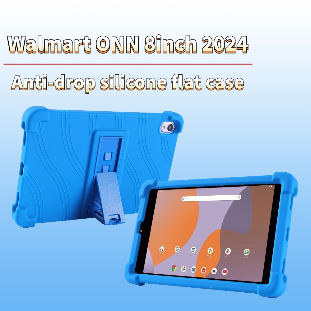 Onn Tablet Accessories - タブレット用耐衝撃クッションカバー,ソフトシリコン製,調整可能なスタンド,精密カットアウトカバー,8 