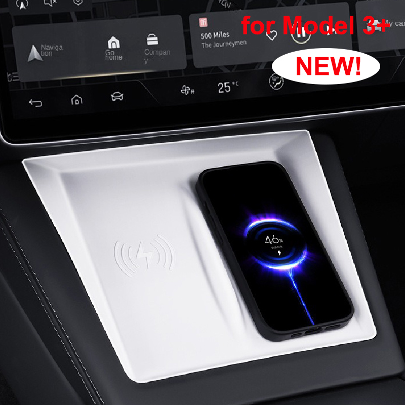Wireless Charging Pad - テスラ モデル3+ ハイランド 2024-26 シリコン製ワイヤレスカーチャージングパッド 滑り止めマット
