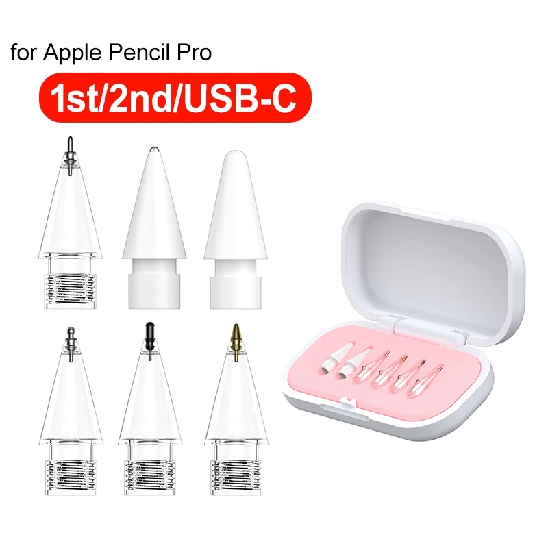 Stylus Replacement Tip - Apple Pencil第1、第2、第3世代対応交換用ペン先6個入り、クリアニブ、スタイラス、スムーズな書き心地、静音ニブ、iPencil 1、2、3用