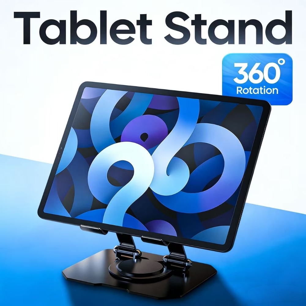 Huawei Tablet Accessories - 360 ° 回転可能なタブレットスタンド 調整可能な折りたたみ式デスクトップスタンドホルダー 4.7-12インチのiPad Pro/Air/Minラップトップタブレットに対応