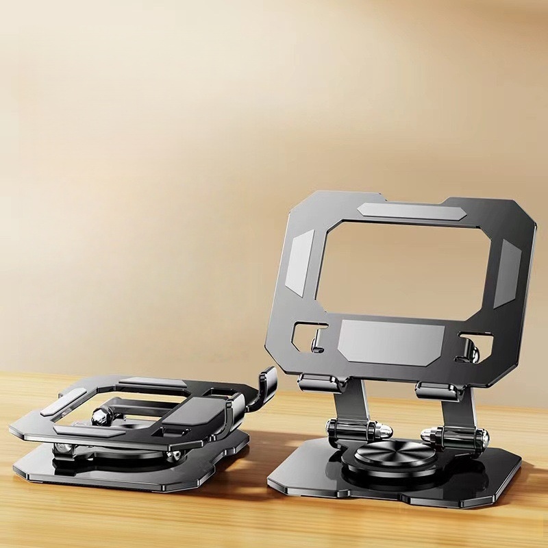 Huawei Tablet Accessories - オールメタル折りたたみ式360度回転 ° タブレットと携帯電話用の回転可能なデスクトップスタンド、中空設計の放熱タブレットサポートブラケット