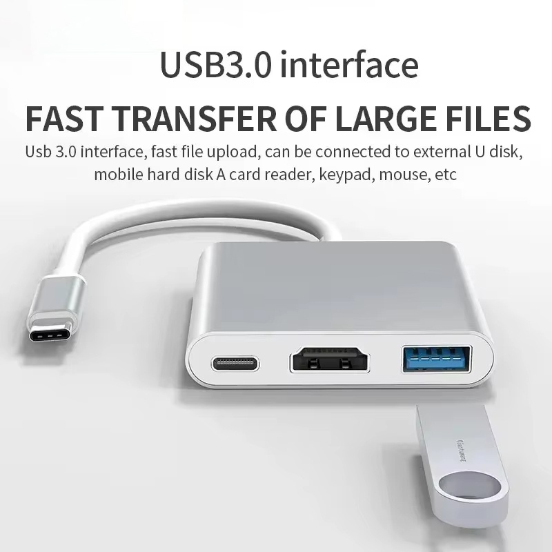 Hdmi Adapter Tablet - 3in1 Type-C to HDMI対応アダプター USBハブ Type-C
