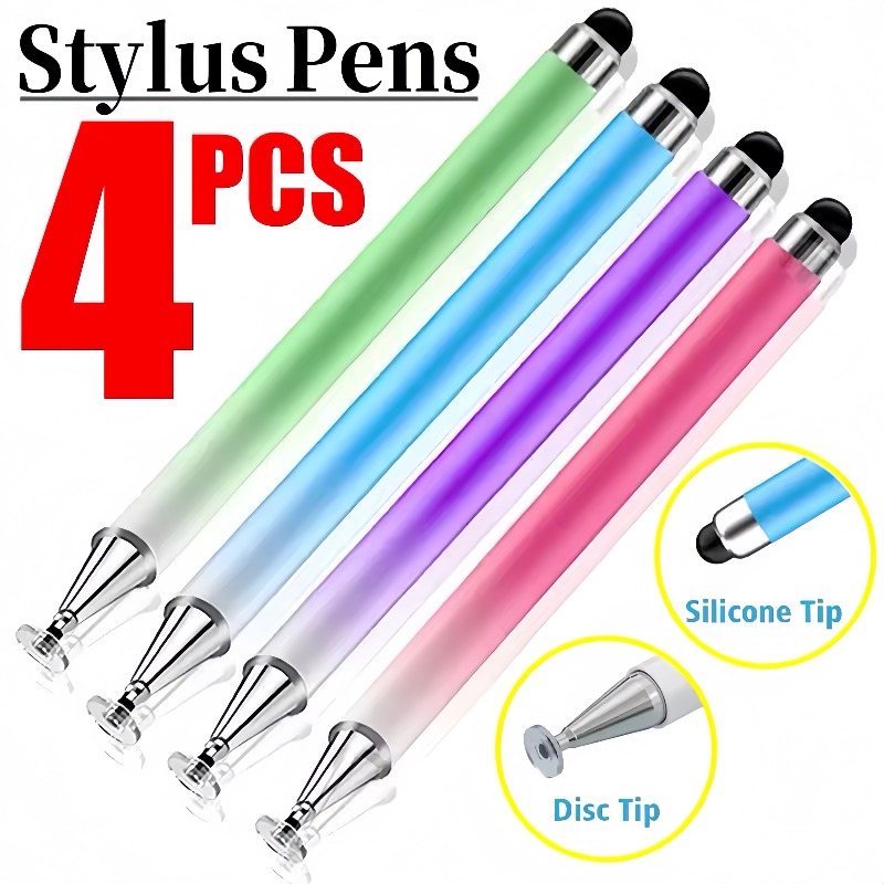 Pen Tablet Accessories - iPad、タブレット、スマホ対応の2in1ユニバーサルスタイラスペン、高精度ディスクチップシリコンタッチスクリーンペンアクセサリー、描画、ペイントに最適