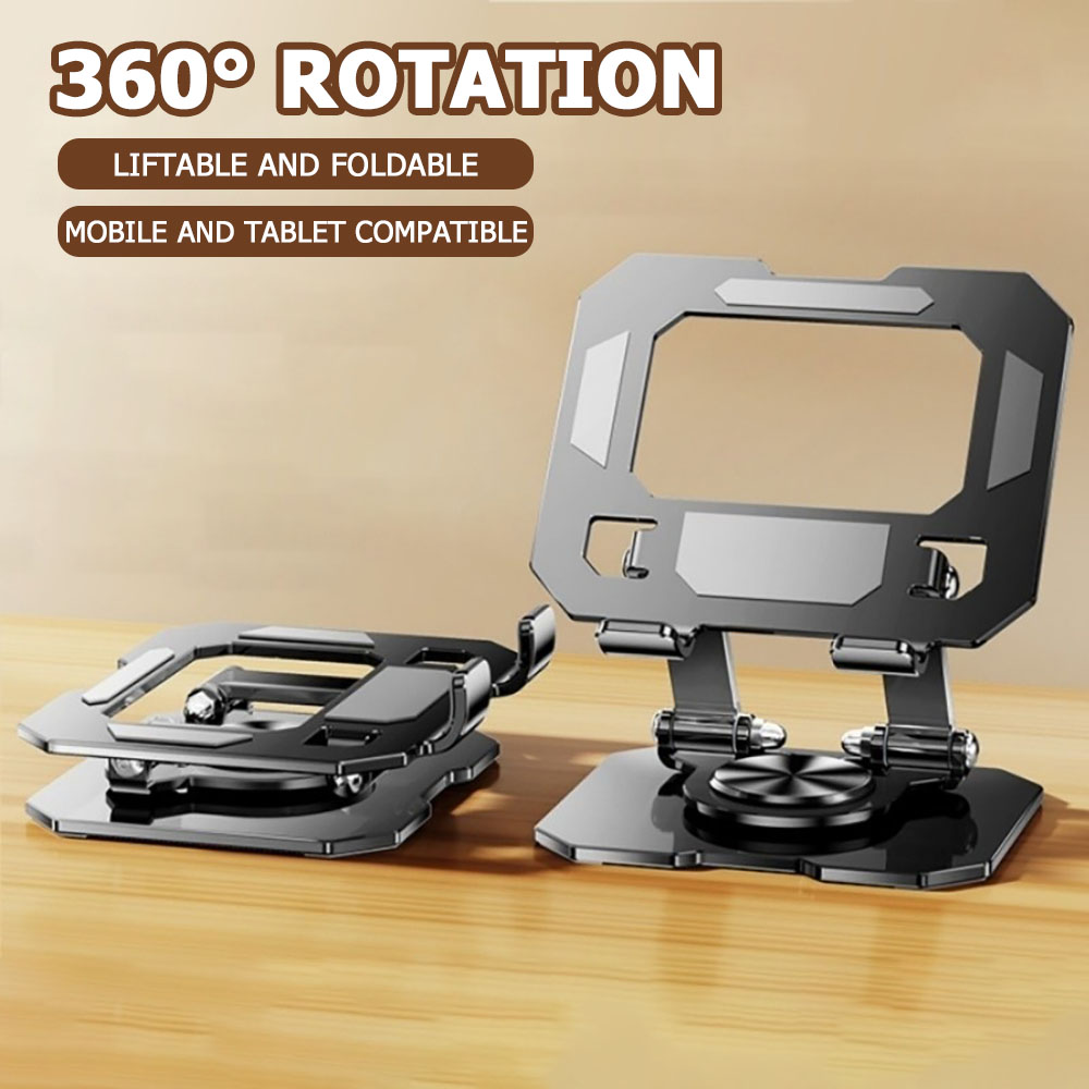 Onn Tablet Accessories - 360度回転タブレット電話スタンド調節可能なデスクホルダー折りたたみ式昇降式デスクトップキックスタンド滑り止め大型スクリーンタブレット対応