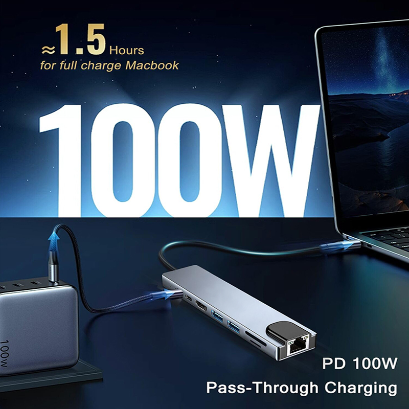8 In 1 USB Type C ハブ MacBook P - Hdmi Adapter Tablet のレビューと価格