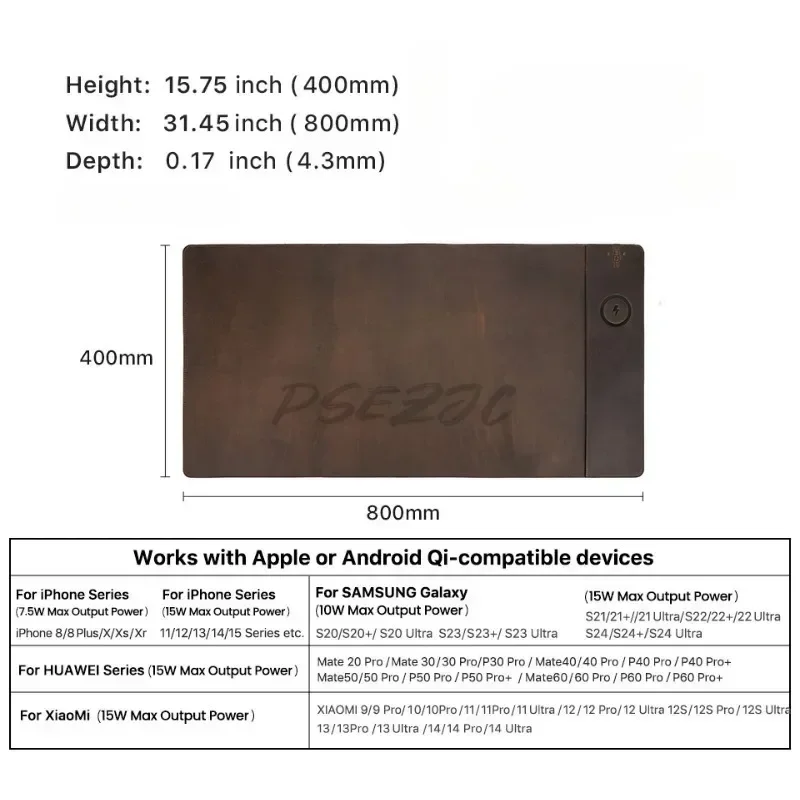 ヴィンテージ牛革マウスパッド,超大型,防汚,防水ストラップ, - Wireless Charging Pad のレビューと価格