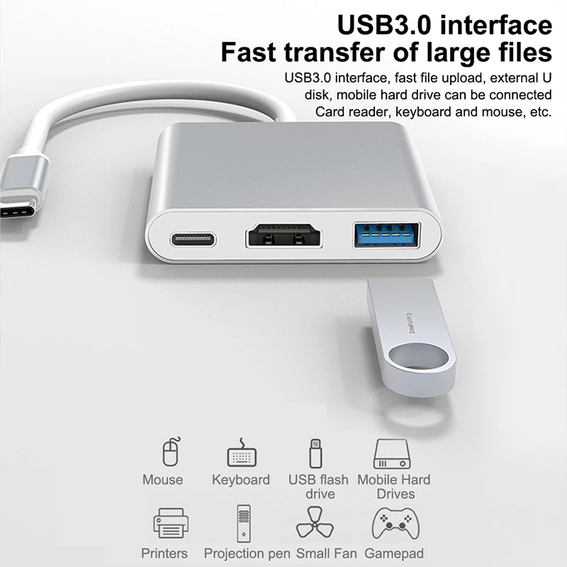 3 in 1 USB Type C ハブ - 4K HDMI - Huawei Tablet Accessories のレビューと価格