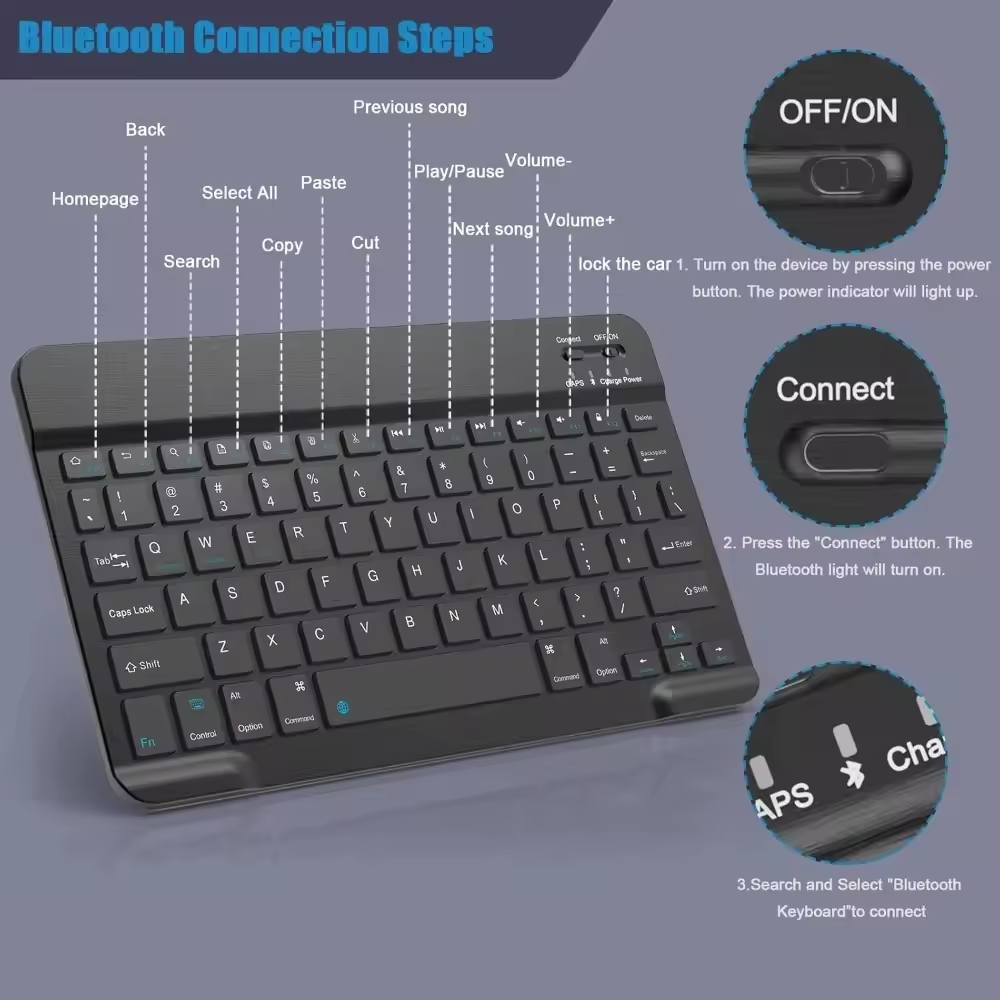 Bluetooth ワイヤレスキーボード携帯電話タブレットキ - Tablet Ipad Accessories のレビューと価格