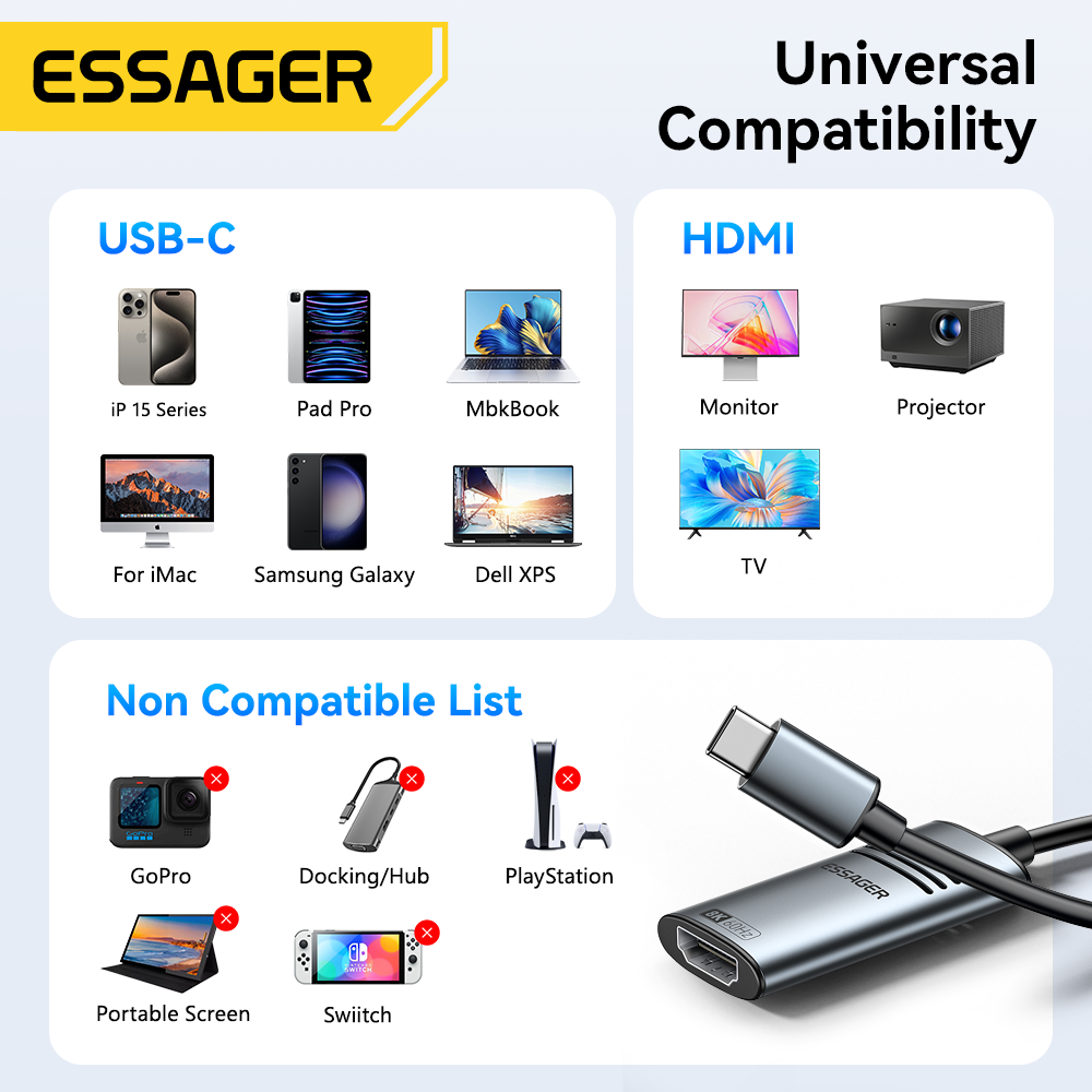 Essager HDMI - USB タイプ C アダプター - Hdmi Adapter Tablet のレビューと価格