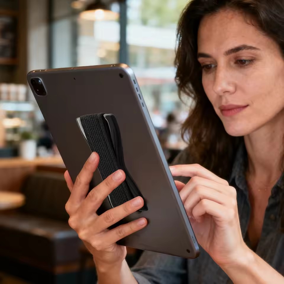 ポータブル電話グリップ弾性ストラップ、ブラックベース付き、ス - Tablet Ipad Accessories のレビューと価格